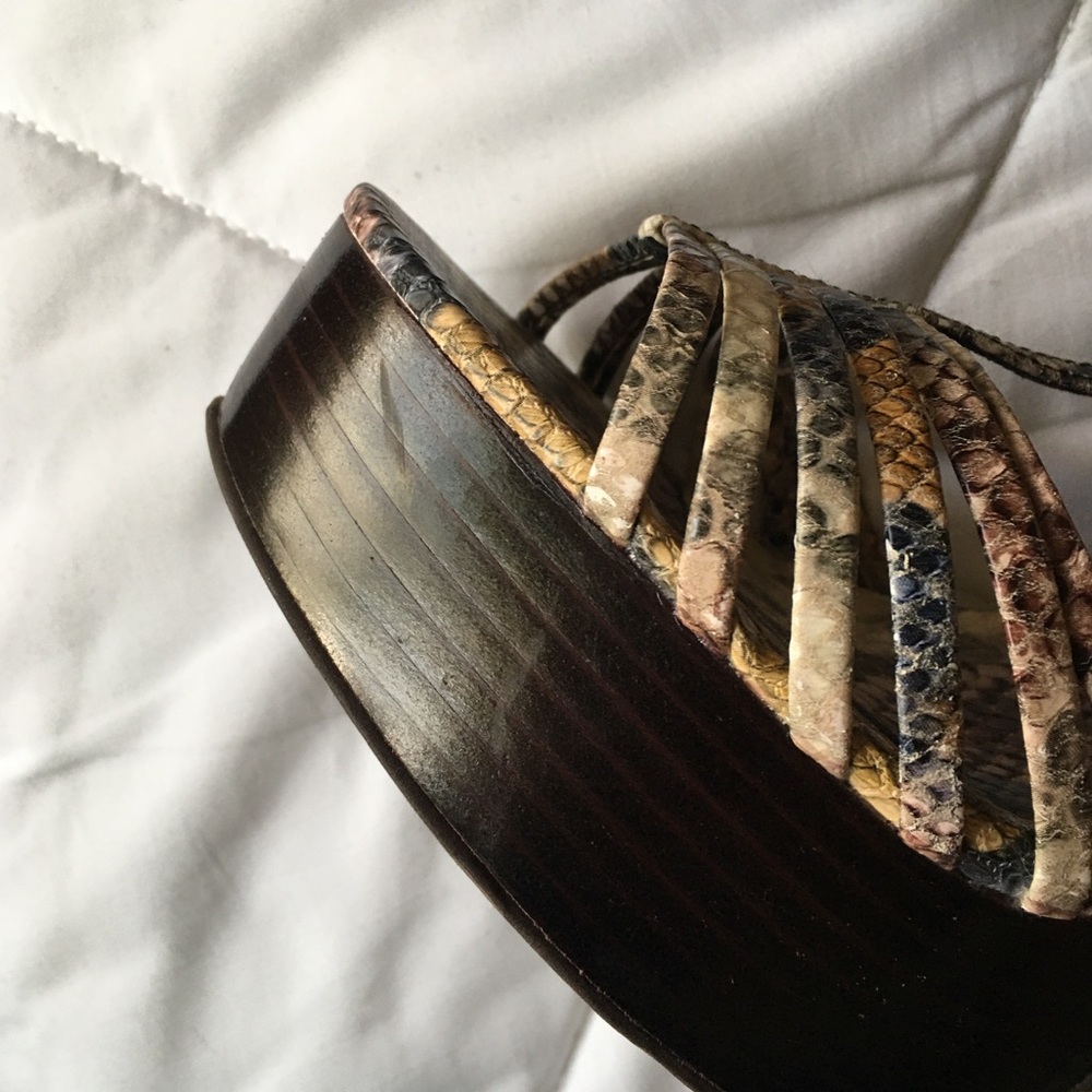 Jeffrey Campbell x Free People Platform Snakeskin 70s Strappy Block Heels 🐍 - Picture 12 of 14